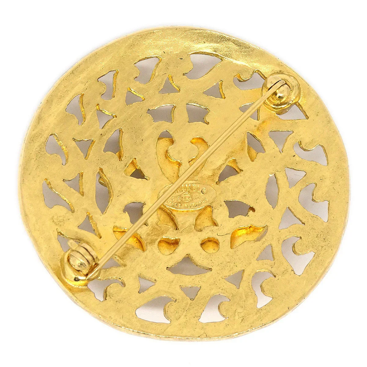 CHANEL1995 Fretwork Paisley Brooch Pin Gold 95A - Image 2
