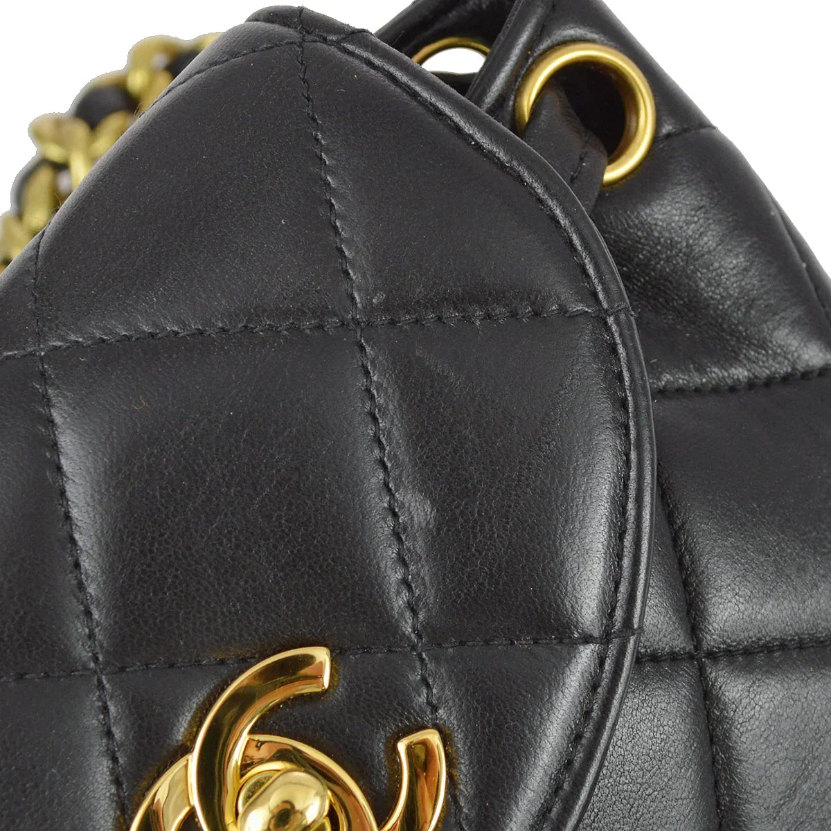 Chanel 1991-1994 Black Lambskin Small Duma Backpack - Image 7