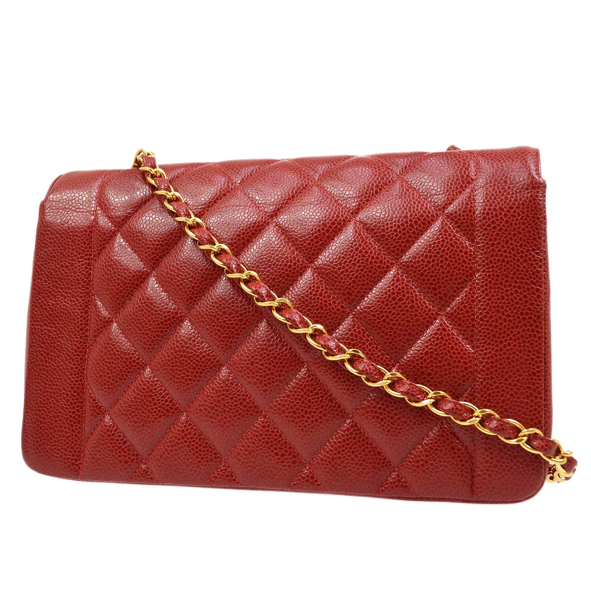 Chanel 1994-1996 Red Caviar Medium Diana Flap Bag - Image 3