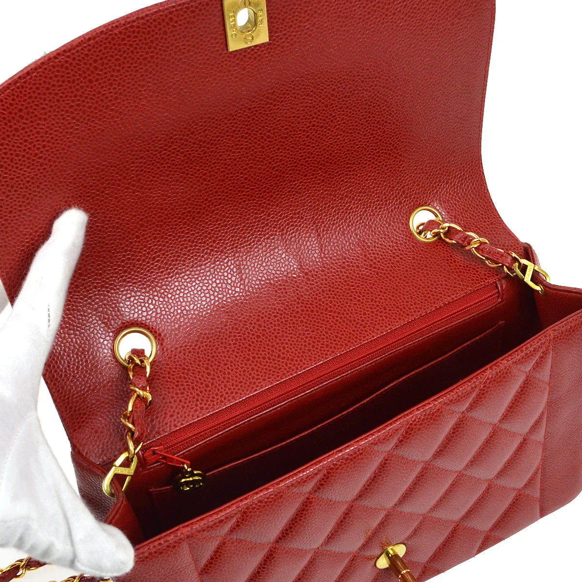 Chanel 1994-1996 Red Caviar Medium Diana Flap Bag - Image 8
