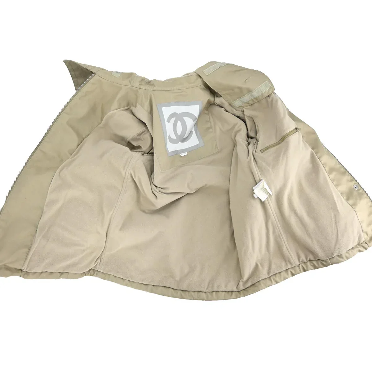 Chanel Sport Line Zip Up Hooded Jacket Beige 02A #38 - Image 3