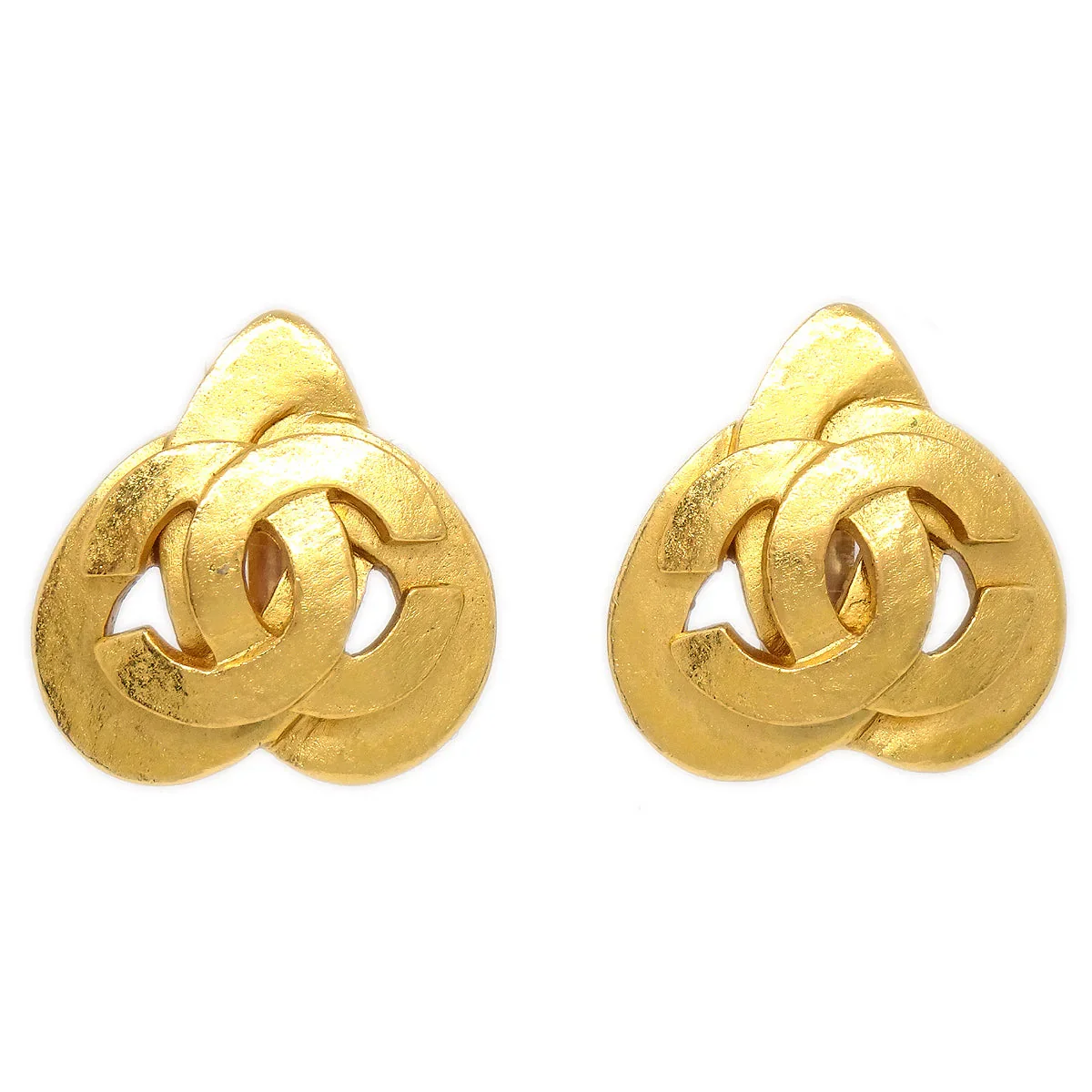CHANEL 1997 Heart CC Earrings Gold Medium