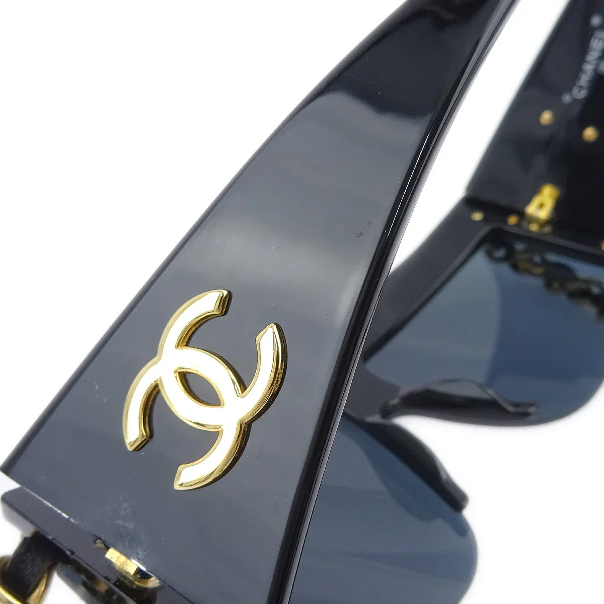Chanel Chain Sunglasses Eyewear Black Small Good - Image 3