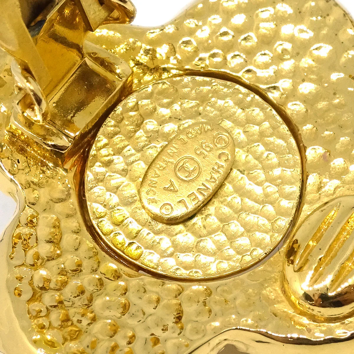 Chanel Gold Earrings Clip-On Rhinestone 95A - Image 3