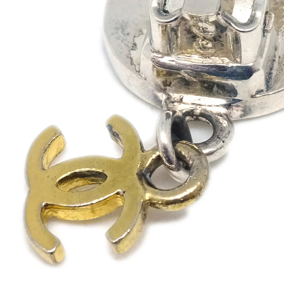 Chanel Silver Dangle Earrings Clip-On 97P - Image 3
