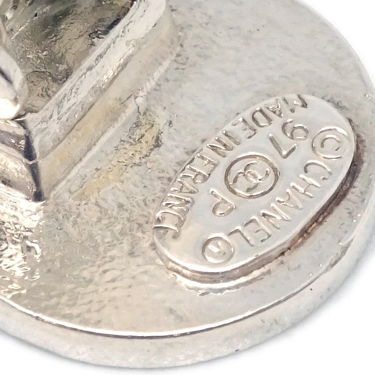 Chanel Silver Dangle Earrings Clip-On 97P - Image 4