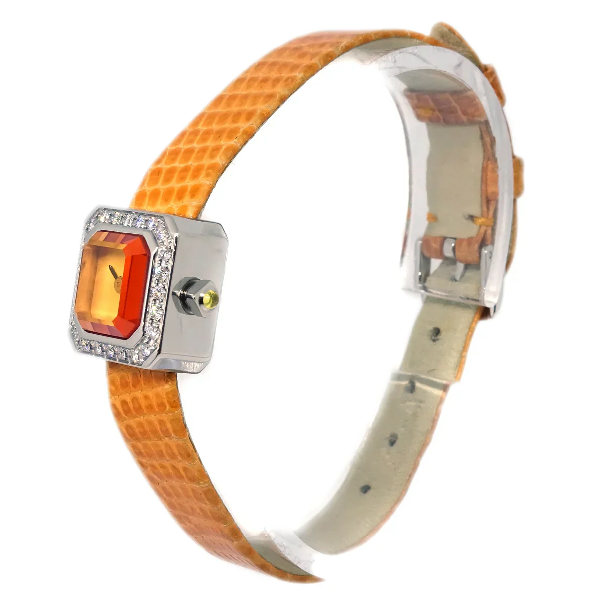 Corum * Sugar Cube Ref.137.428.47 Quartz Watch SS Diamond Orange - Image 3