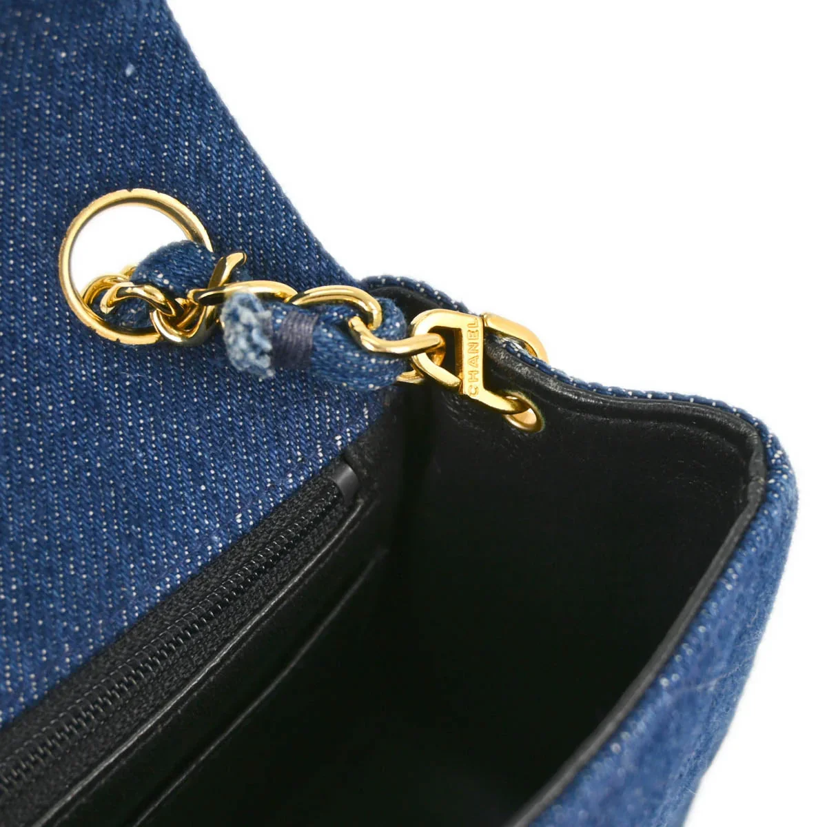 Chanel * 1989-1991 Blue Denim Mini Classic Square Flap Shoulder Bag 17 - Image 10