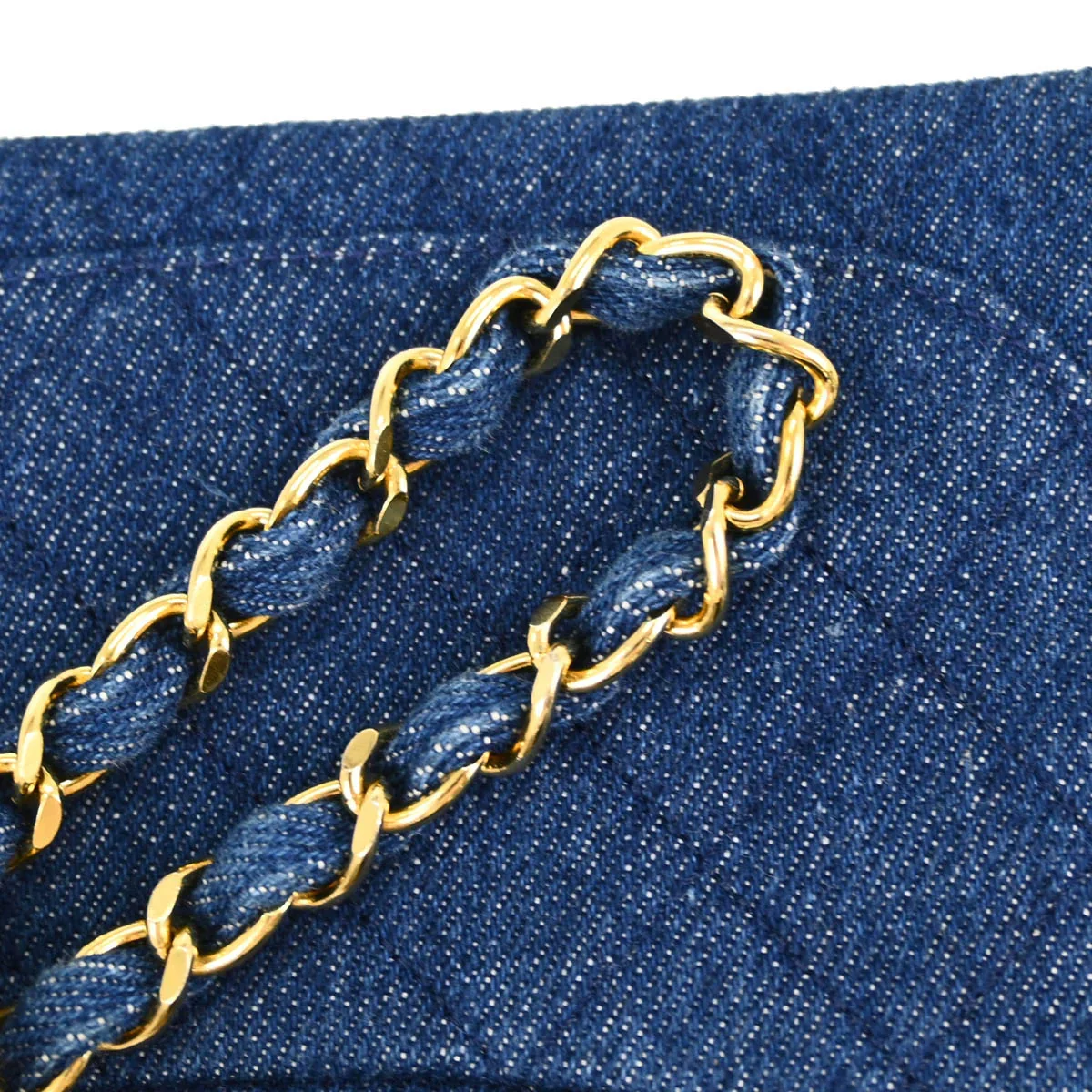 Chanel * 1989-1991 Blue Denim Mini Classic Square Flap Shoulder Bag 17 - Image 4