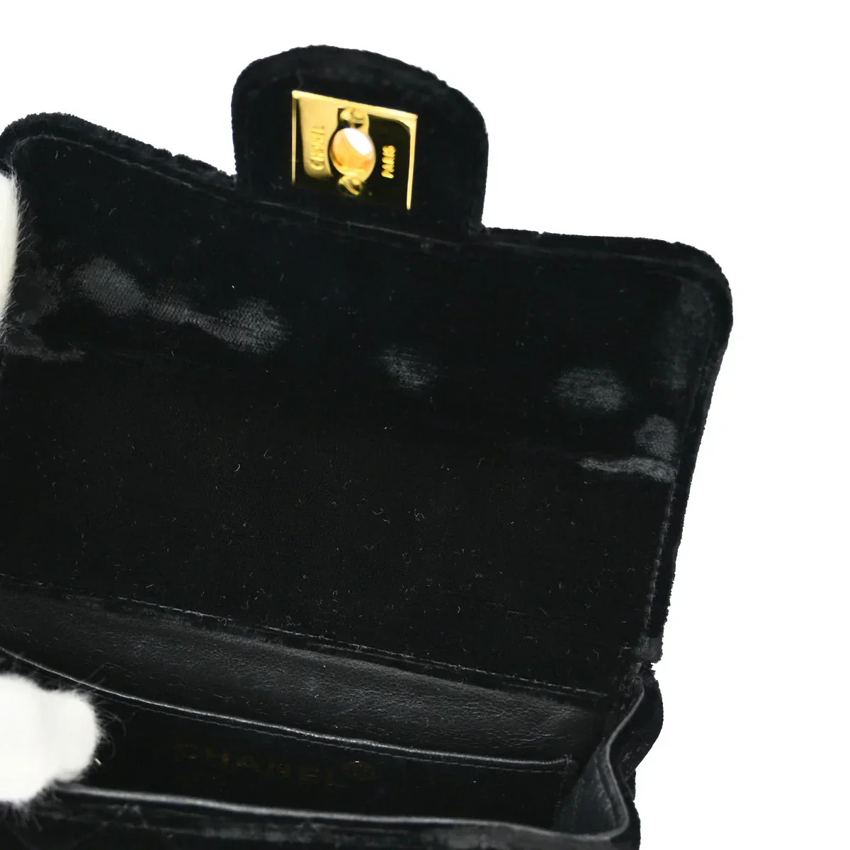 Chanel 1994-1996 Black Velvet Mini Square Handbag - Image 7