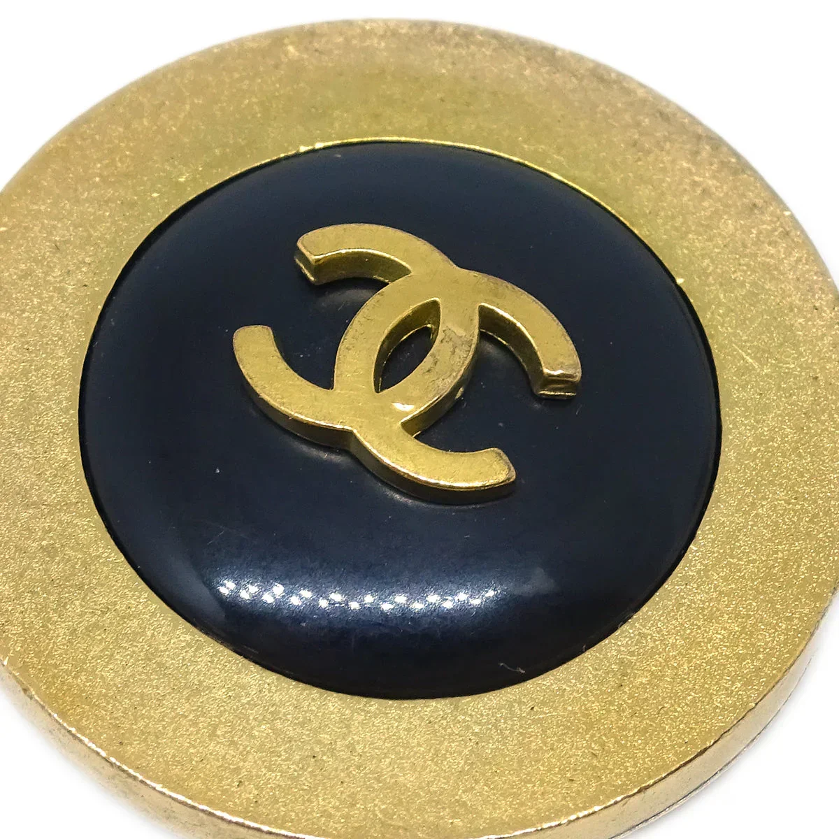 Chanel Button Earrings Clip-On Black Gold 94P - Image 2