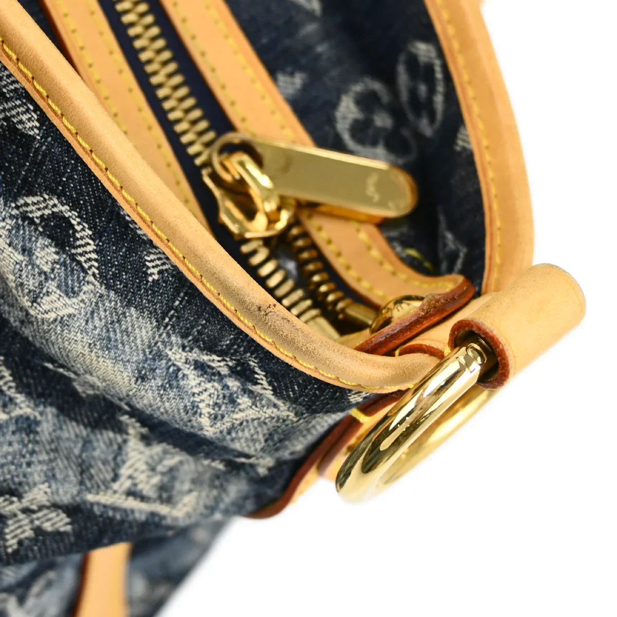 Louis Vuitton 2006 Blue Monogram Denim Cabas Raye GM 2way Tote M95336 - Image 6