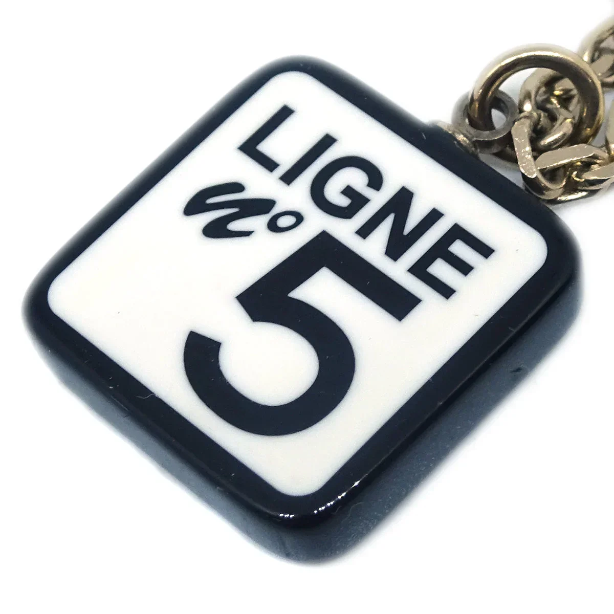 Chanel No5 Ligne Chain Necklace Pendant Gold White 06C - Image 3