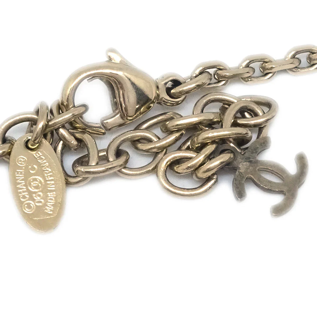 Chanel No5 Ligne Chain Necklace Pendant Gold White 06C - Image 4