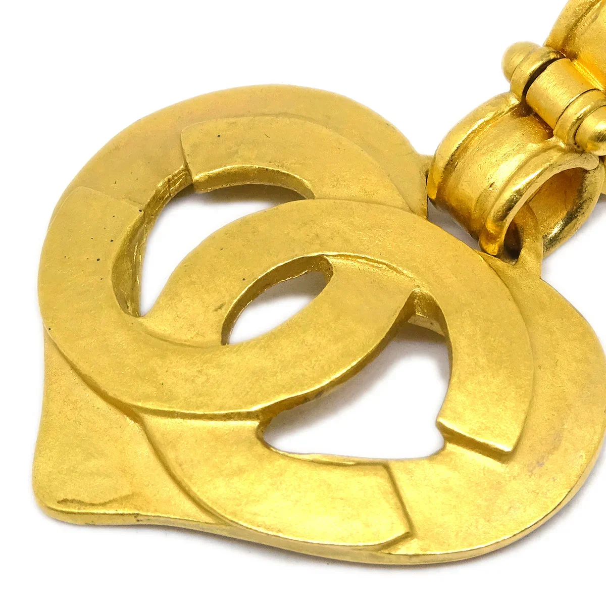 Chanel Dangle Heart Earrings Clip-On Gold 95P - Image 2