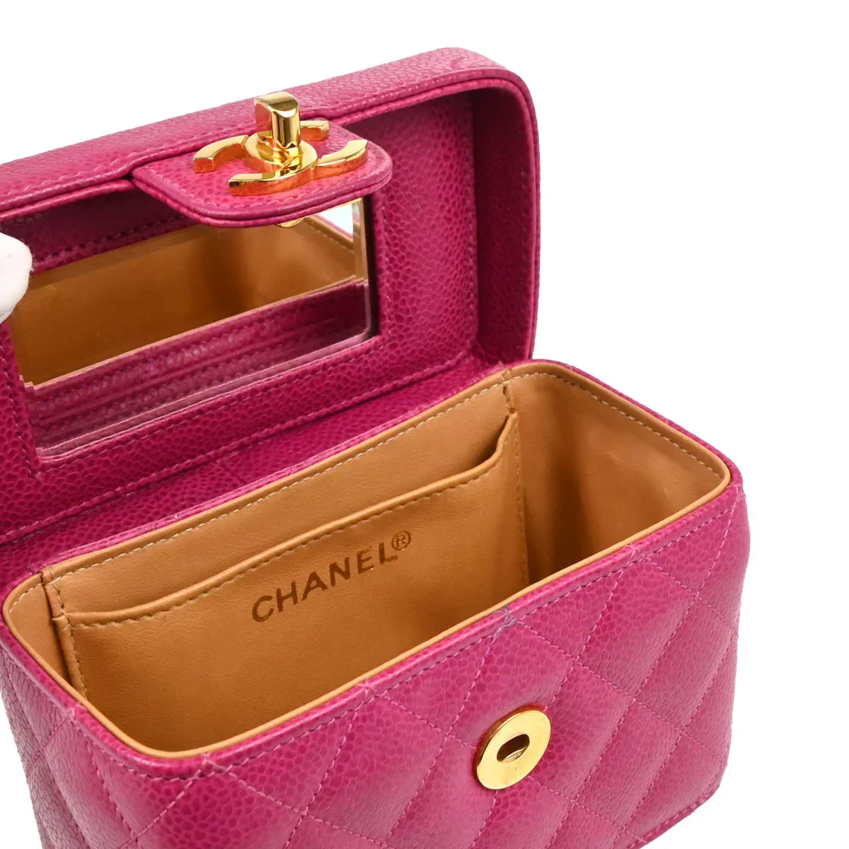 Chanel Pink Caviar Vanity Shoulder Bag - Image 4