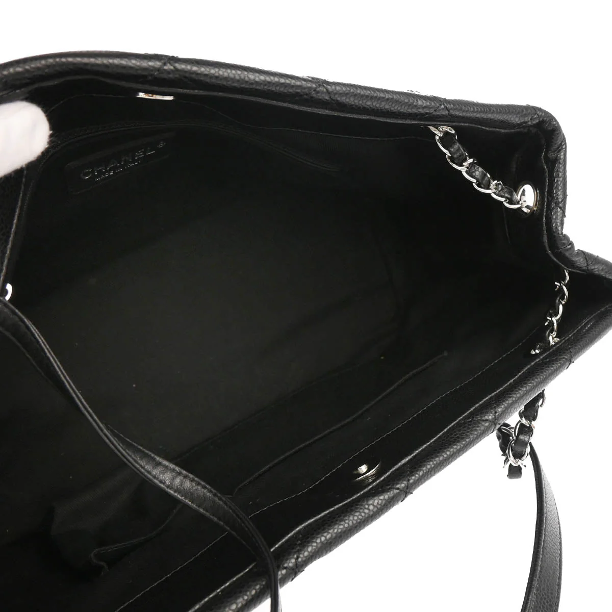 Chanel 2012-2013 Black Caviar Timeless CC Tote Chain Handbag - Image 4