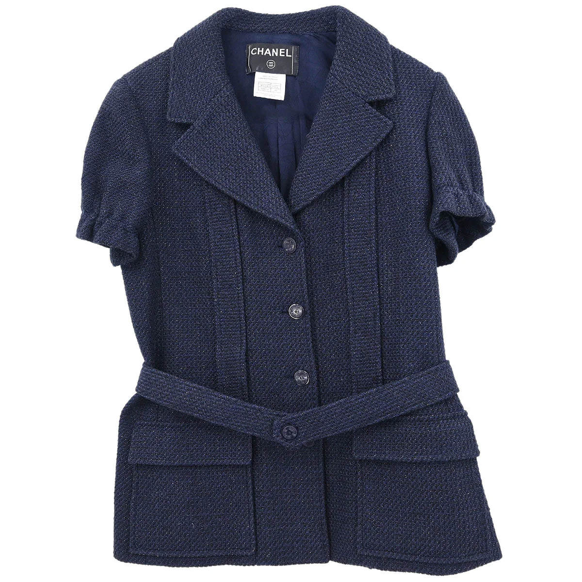 Chanel Single Breasted Jacket Navy #40