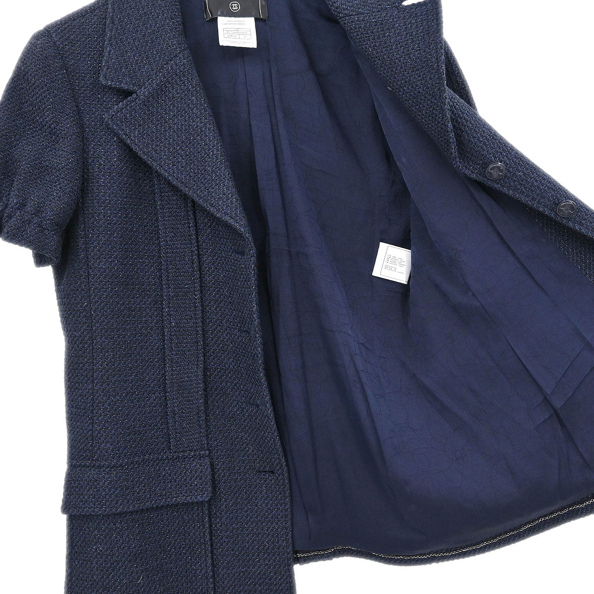 Chanel Single Breasted Jacket Navy #40 - Image 7