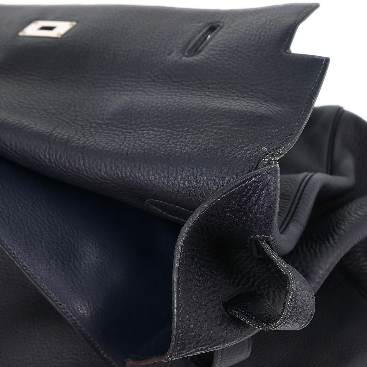 Hermes Blue Indigo Togo Kelly 50 Retourne 2way Shoulder Handbag - Image 7