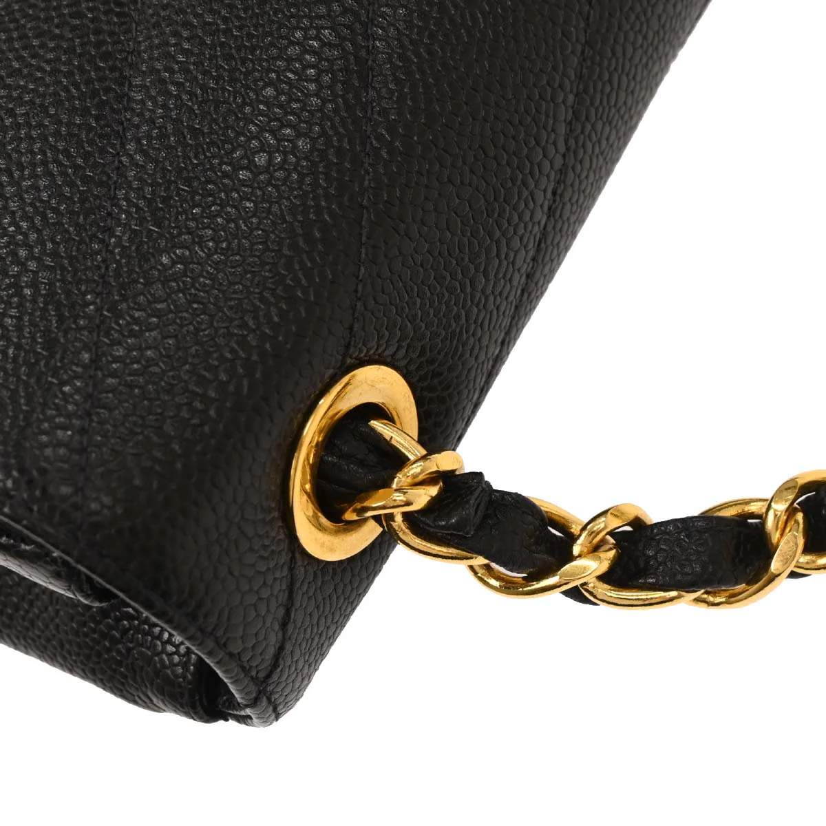 Chanel 1994-1996 Black Caviar Chevron Shoulder Bag - Image 5