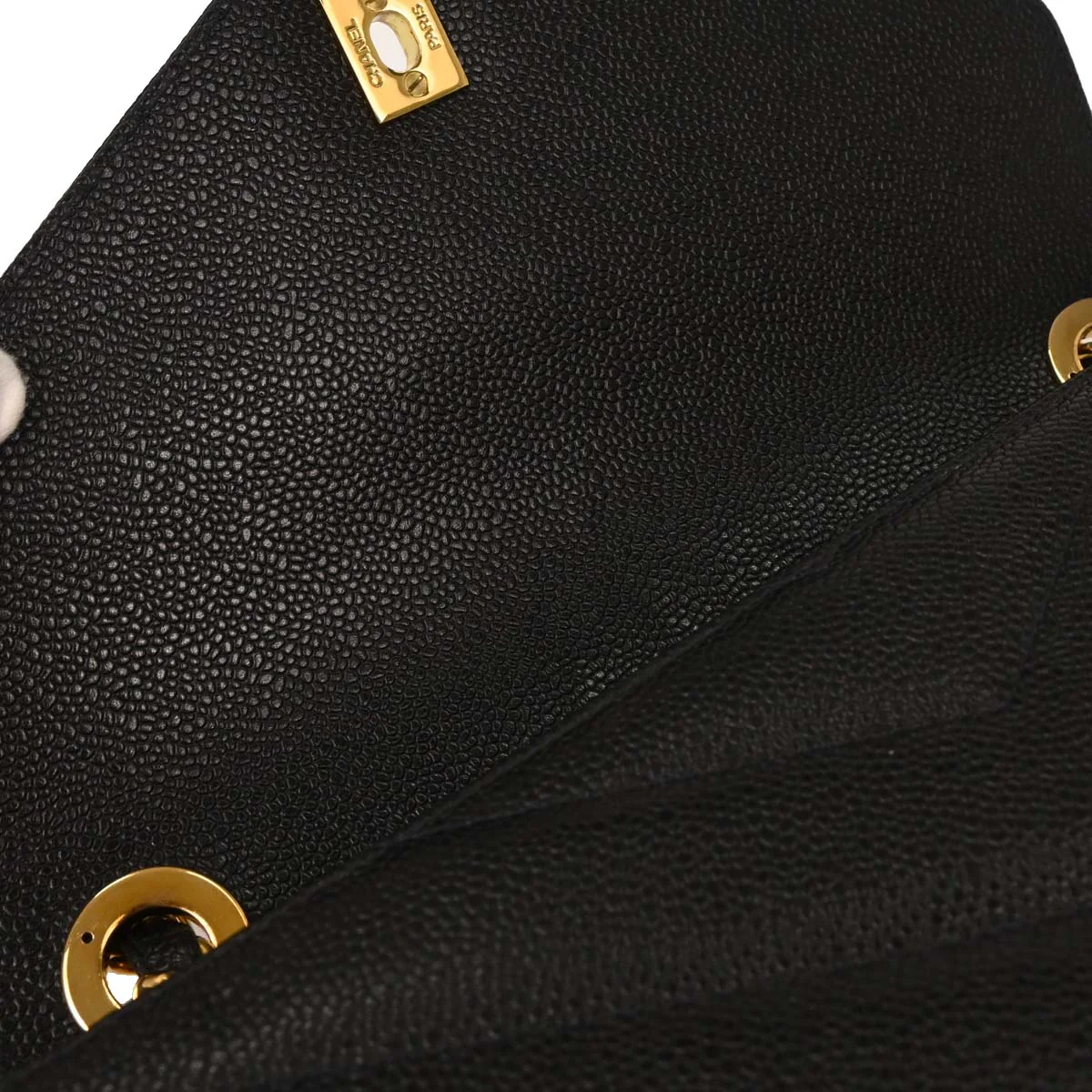 Chanel 1994-1996 Black Caviar Chevron Shoulder Bag - Image 7