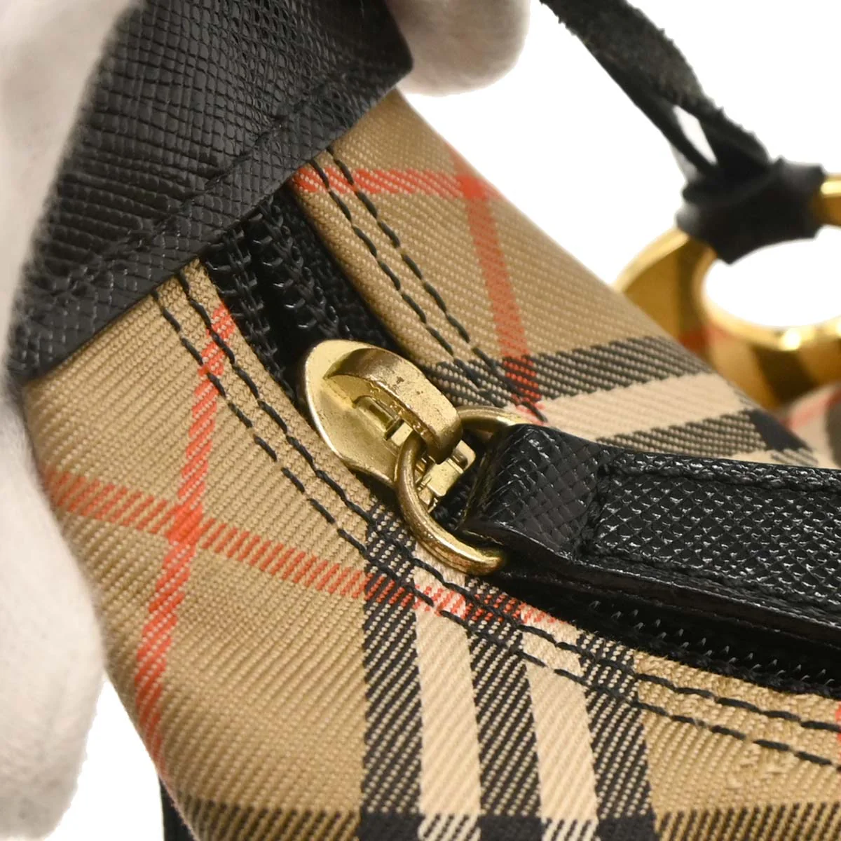 Burberry Beige Black Canvas House Check Handbag - Image 7
