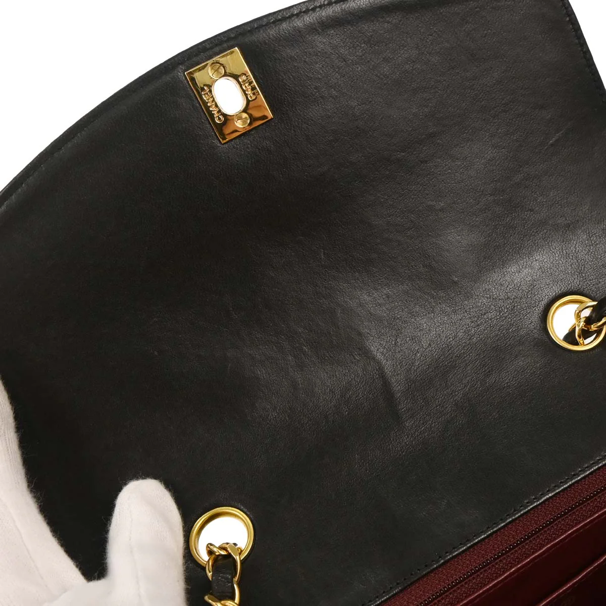 Chanel 1991-1994 Black Lambskin Small Diana Shoulder Bag - Image 6