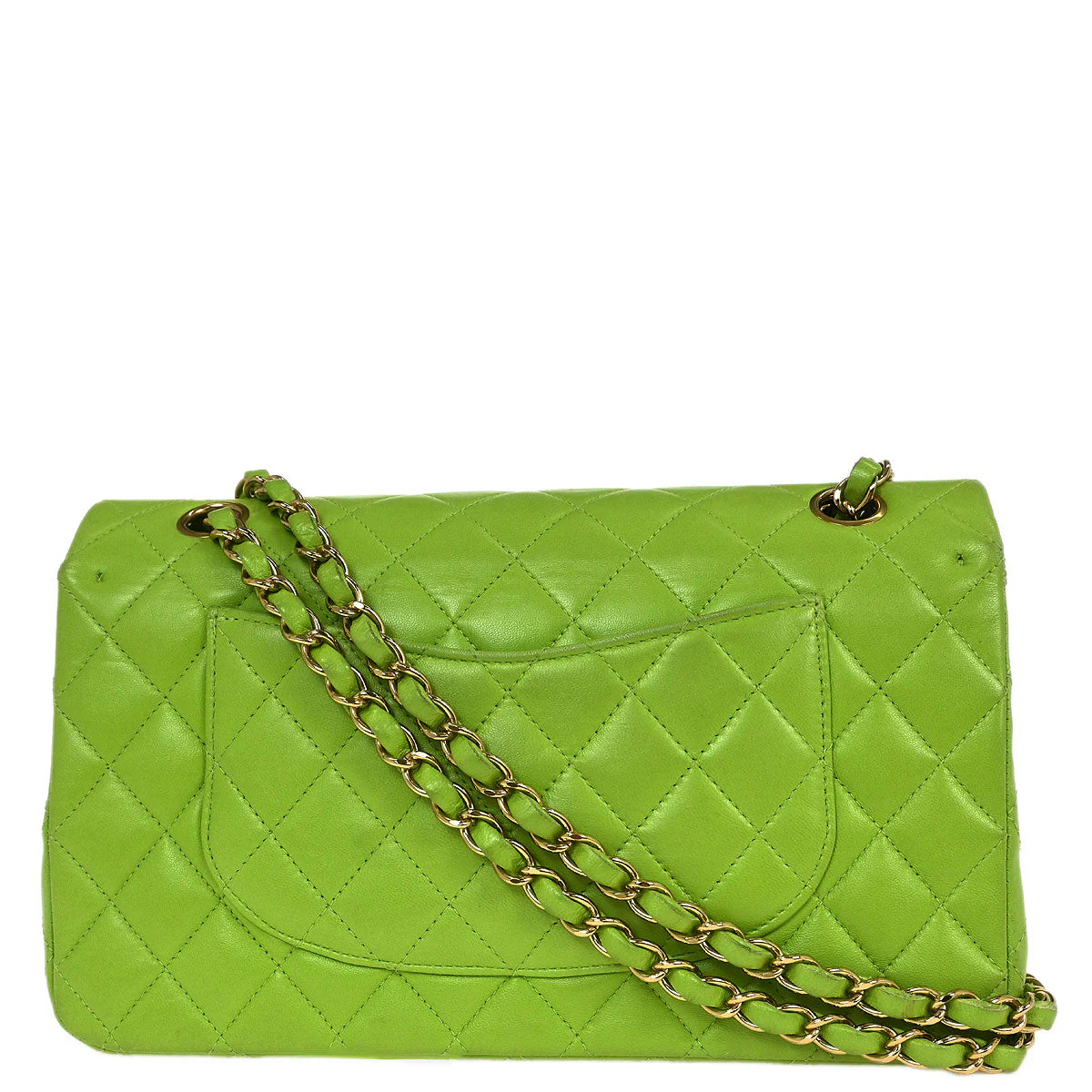 Chanel 2002-2003 Light Green Lambskin Medium Classic Double Flap Shoulder Bag - Image 2