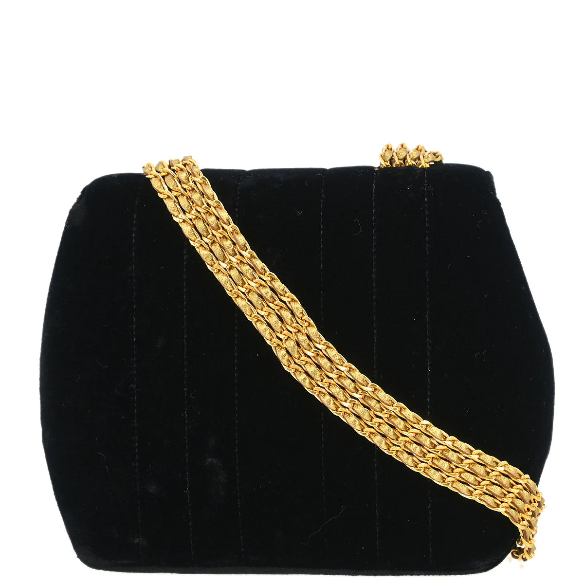 Chanel 1994-1996 Black Velvet Mademoiselle Shoulder Bag - Image 2