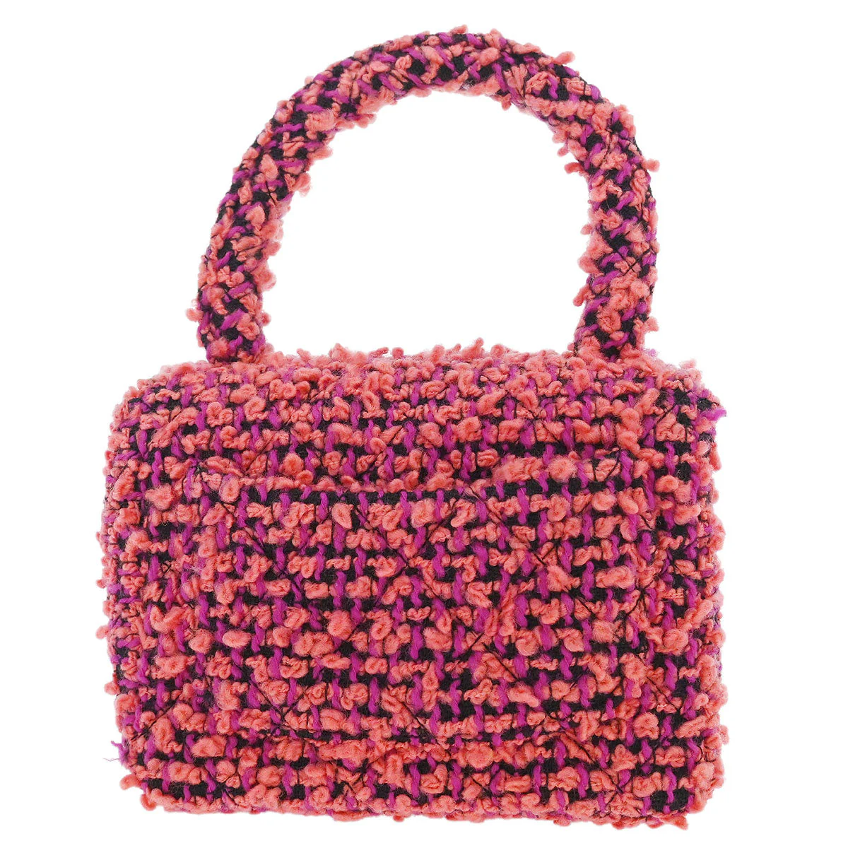 Chanel 1991-1994 Pink Tweed Handbag - Image 2