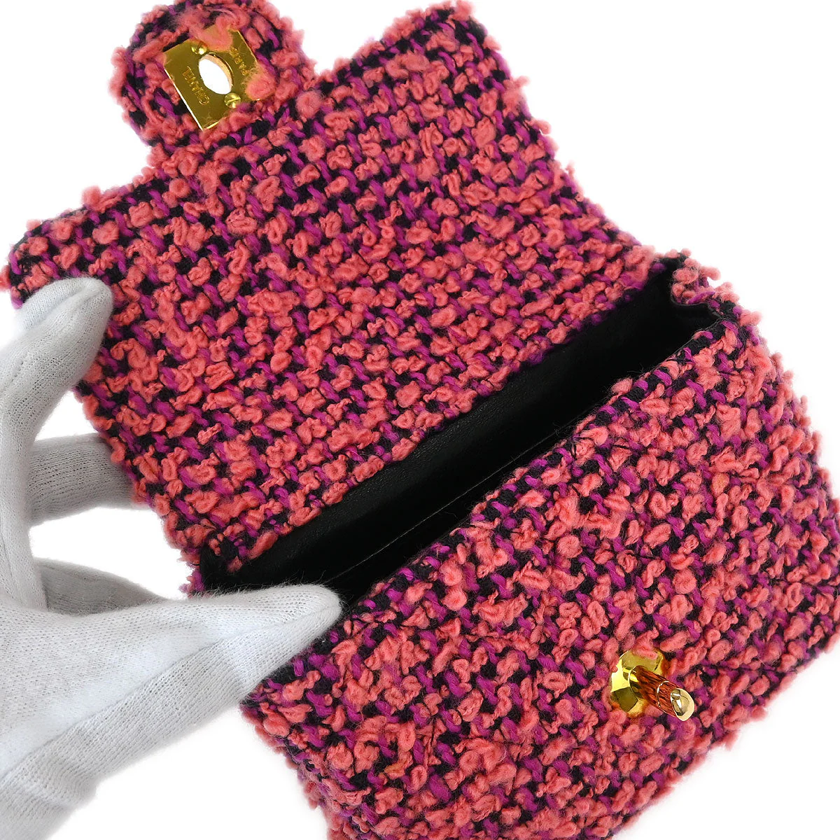Chanel 1991-1994 Pink Tweed Handbag - Image 6