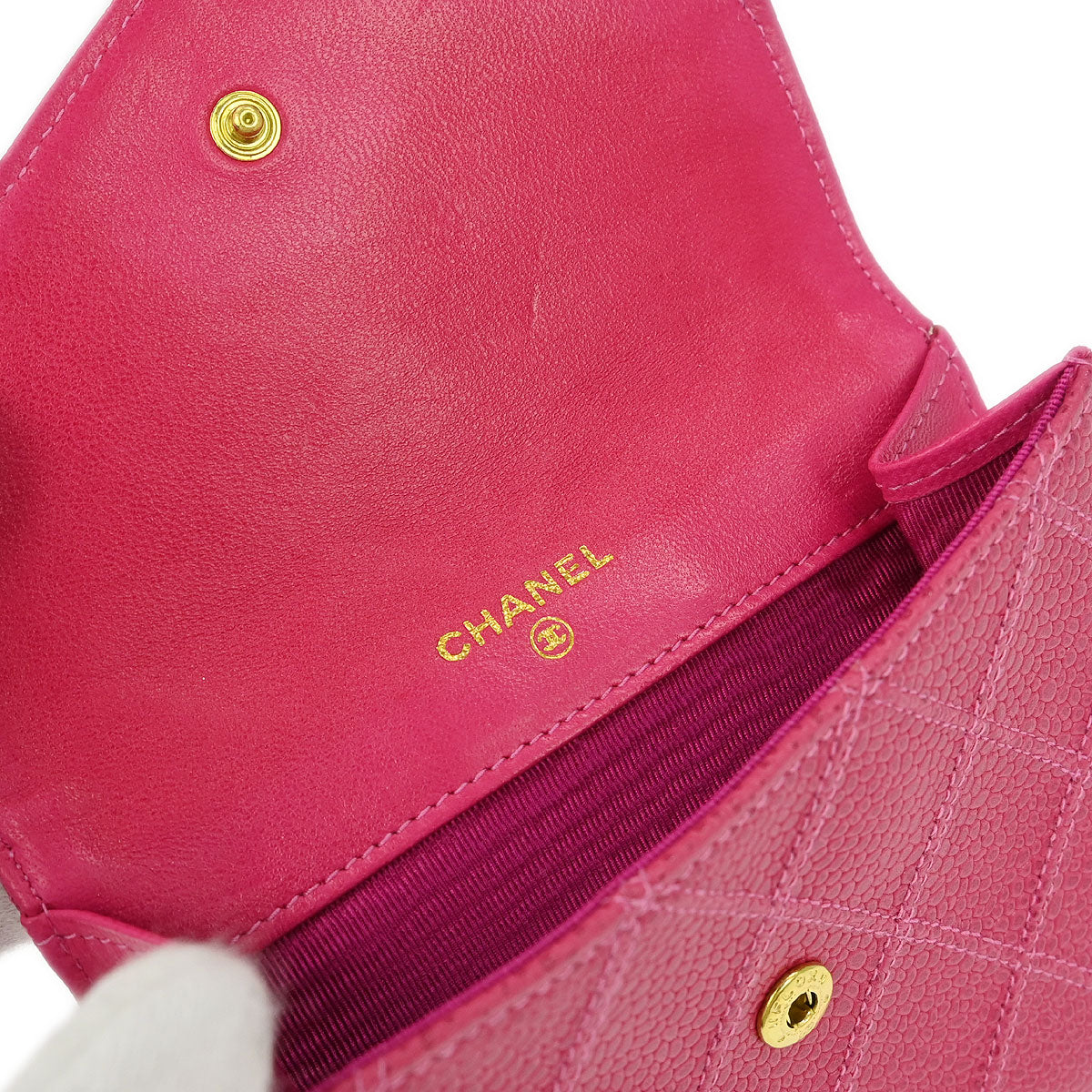 Chanel 1996-1997 Pink Caviar Bicolore Wallet - Image 4
