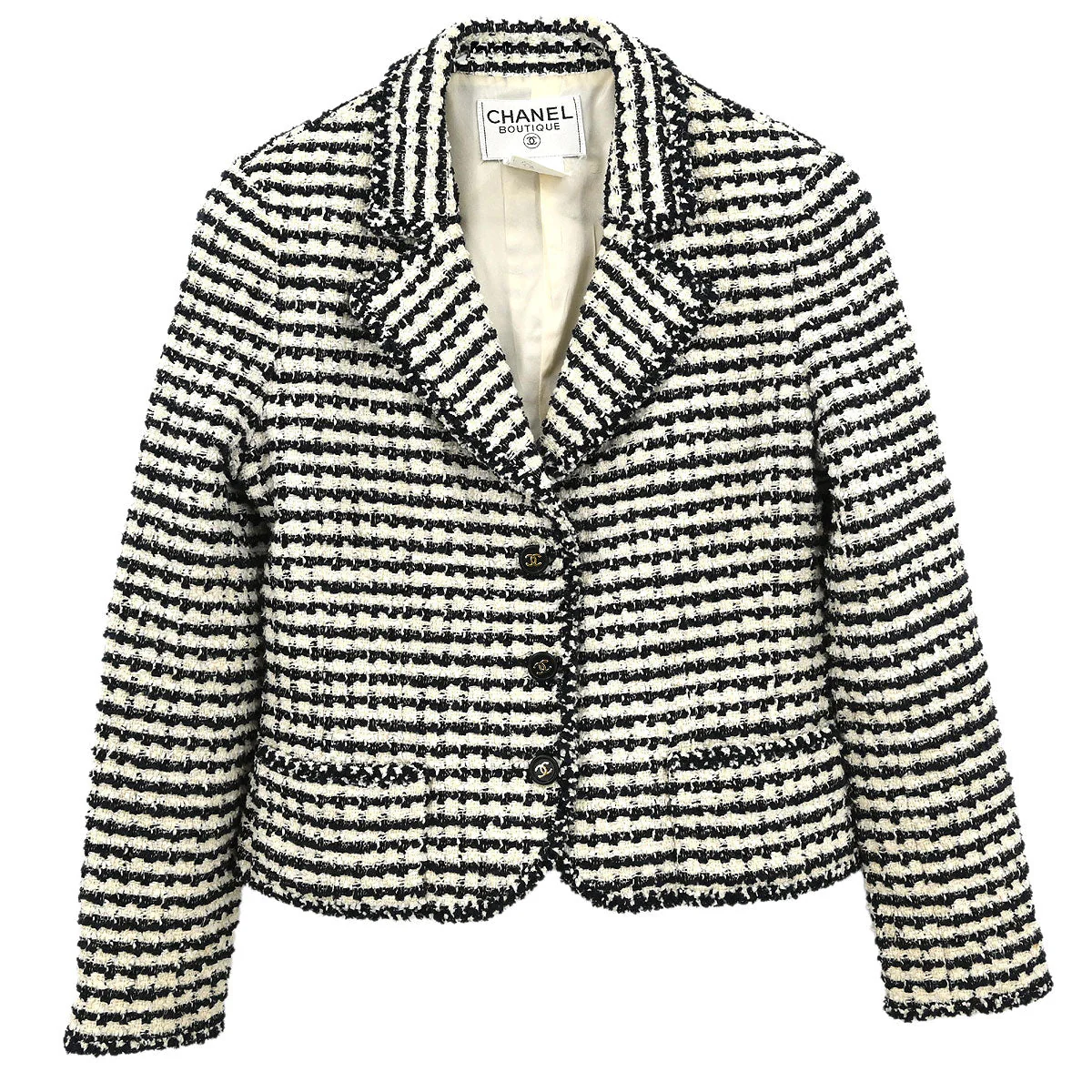 Chanel Single Breasted Jacket Black #42