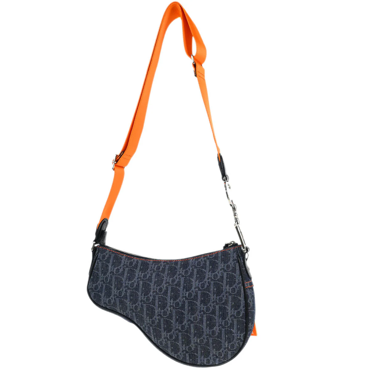 Christian Dior 2005 Navy Denim Trotter Flight Saddle Shoulder Bag - Image 2