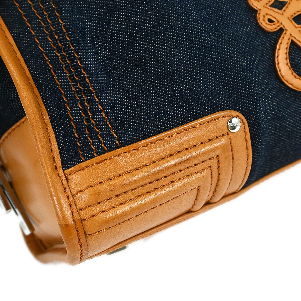 Loewe Navy Denim Amazona 28 Handbag - Image 4