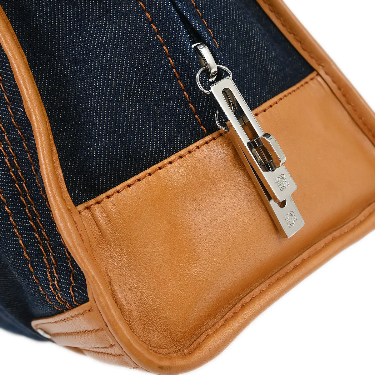 Loewe Navy Denim Amazona 28 Handbag - Image 7