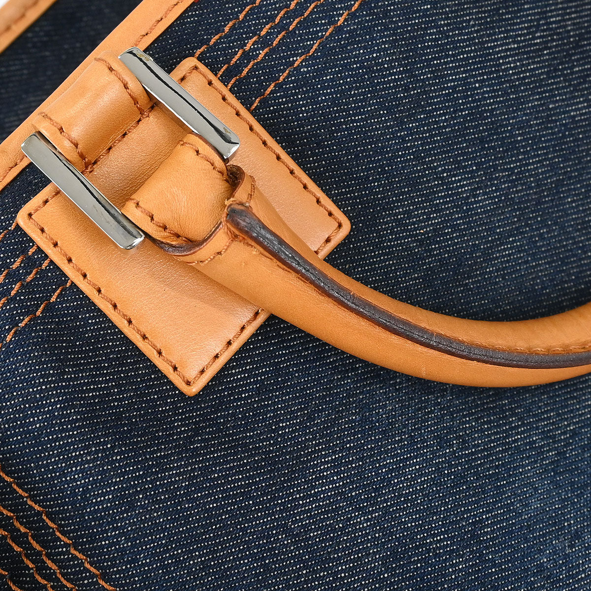 Loewe Navy Denim Amazona 28 Handbag - Image 8