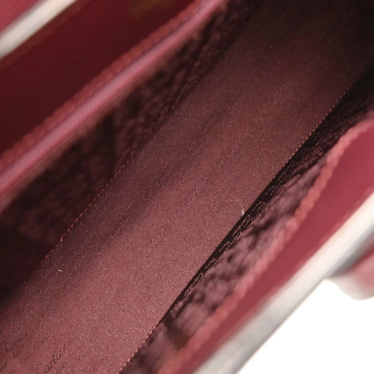 Cartier Bordeaux Leather Handbag - Image 8