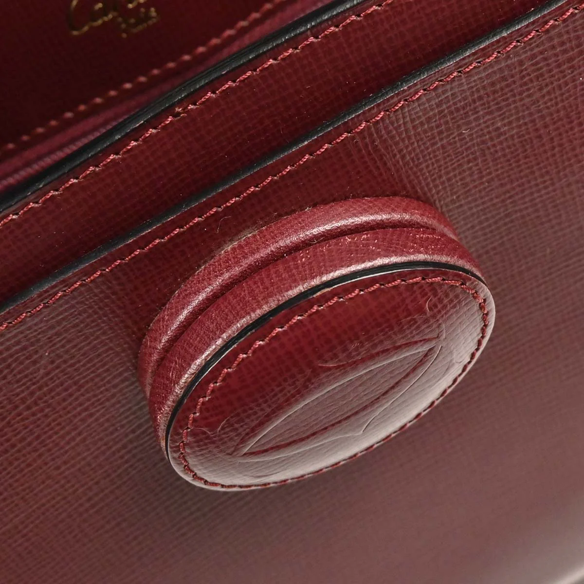 Cartier Bordeaux Leather Handbag - Image 9