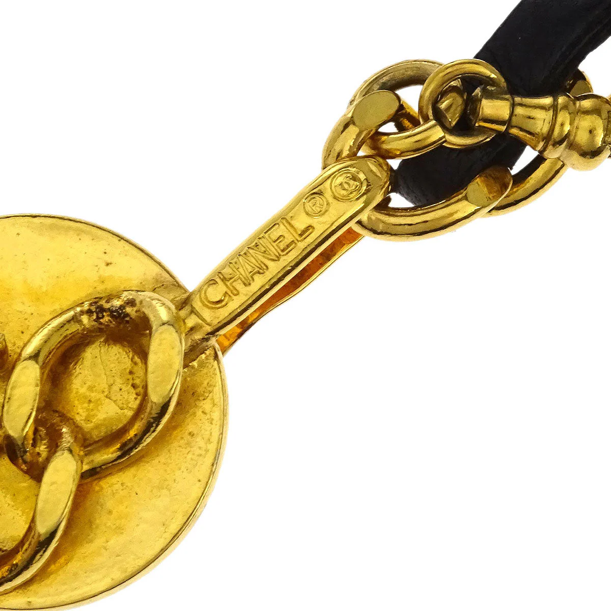 Chanel Chain Belt Medallion Gold Black Small Good - Image 4