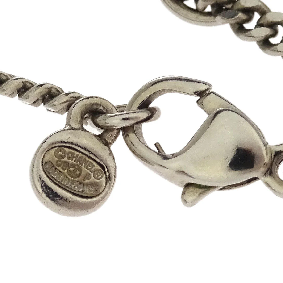 Chanel Chain Necklace Silver Rectangle 09P - Image 4