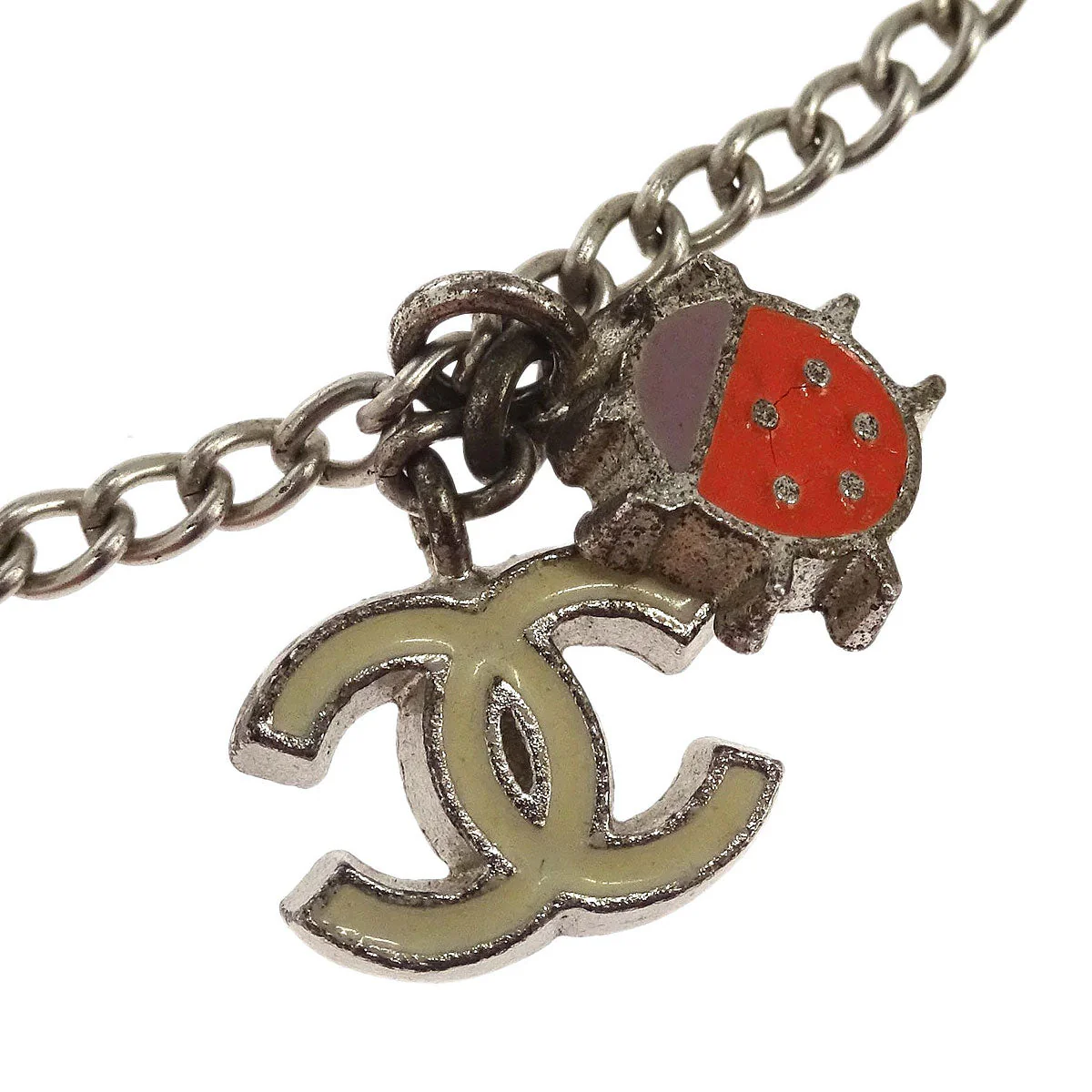 Chanel CC Ladybug Chain Bracelet Silver 04P - Image 2