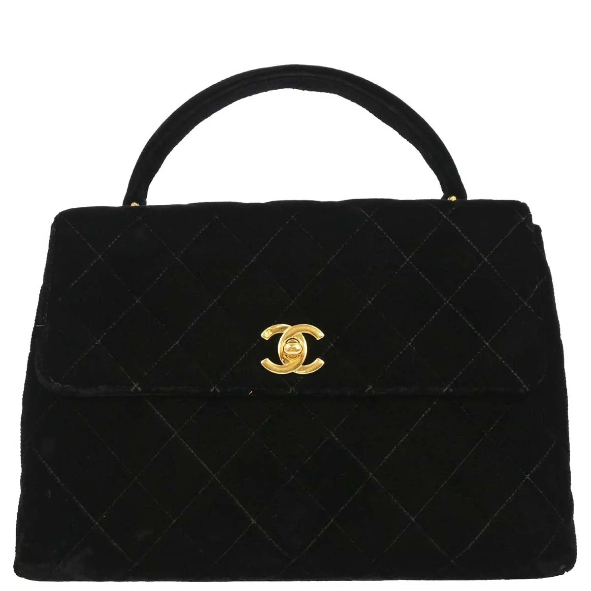 Chanel 1996-1997 Black Velvet Kelly Handbag