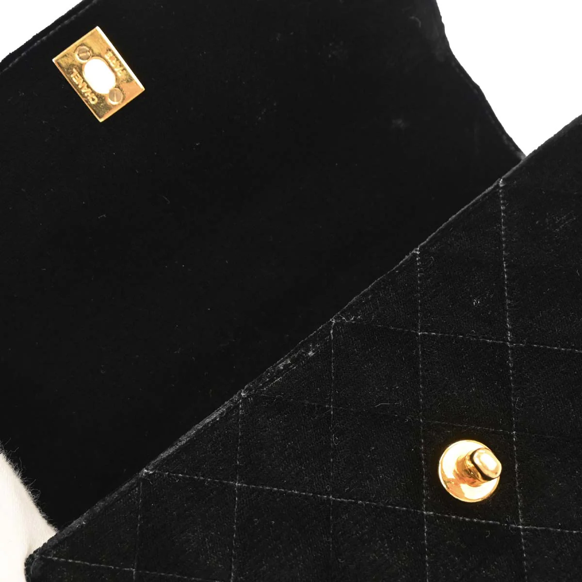Chanel 1996-1997 Black Velvet Kelly Handbag - Image 7