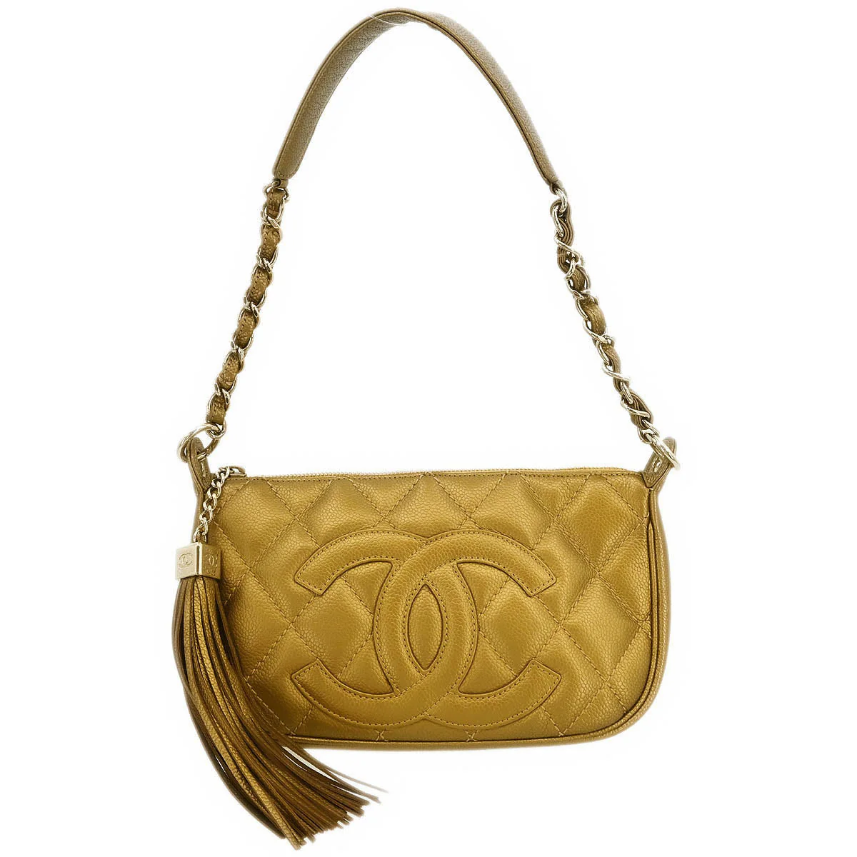 Chanel 2004-2005 Gold Caviar Fringe Handbag