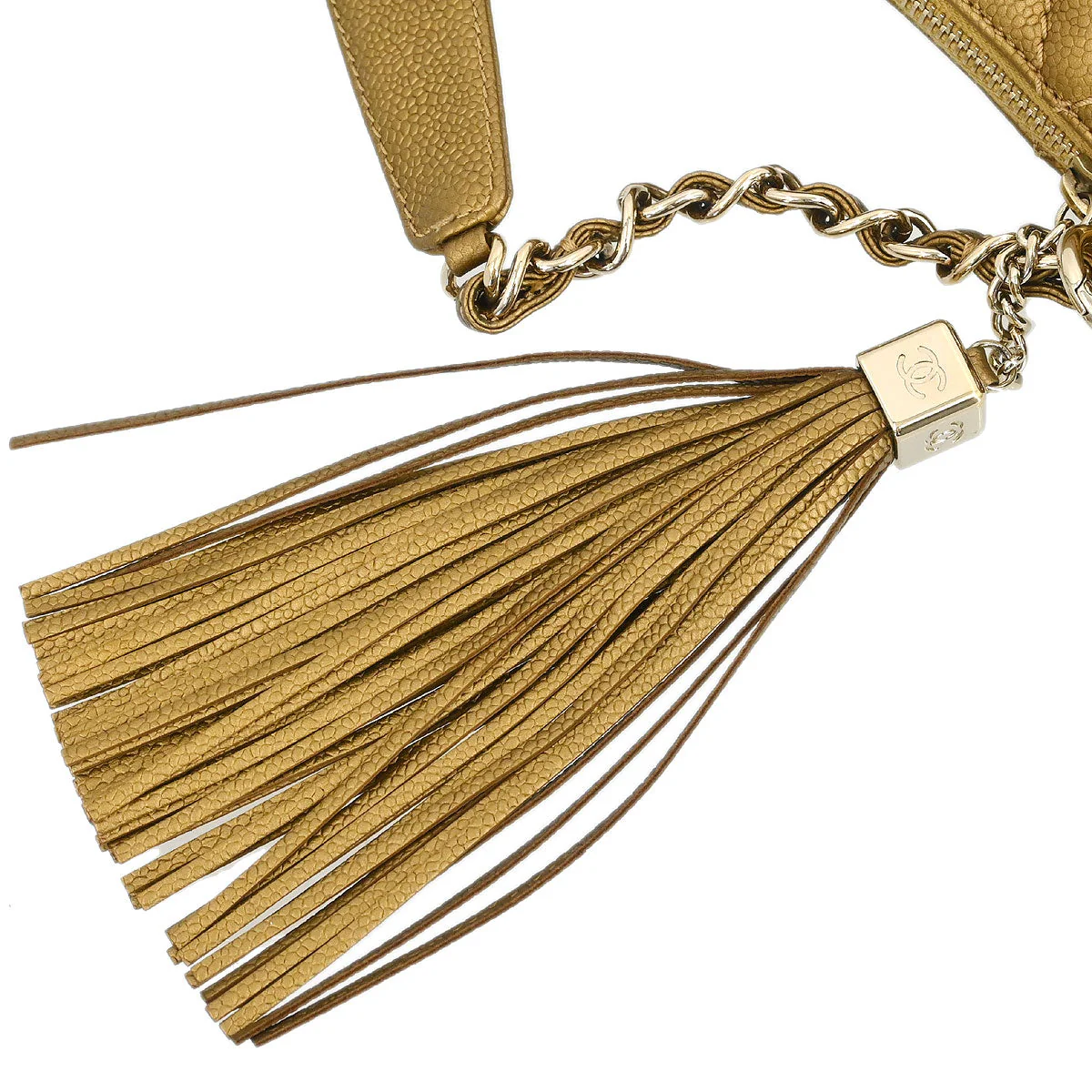 Chanel 2004-2005 Gold Caviar Fringe Handbag - Image 5
