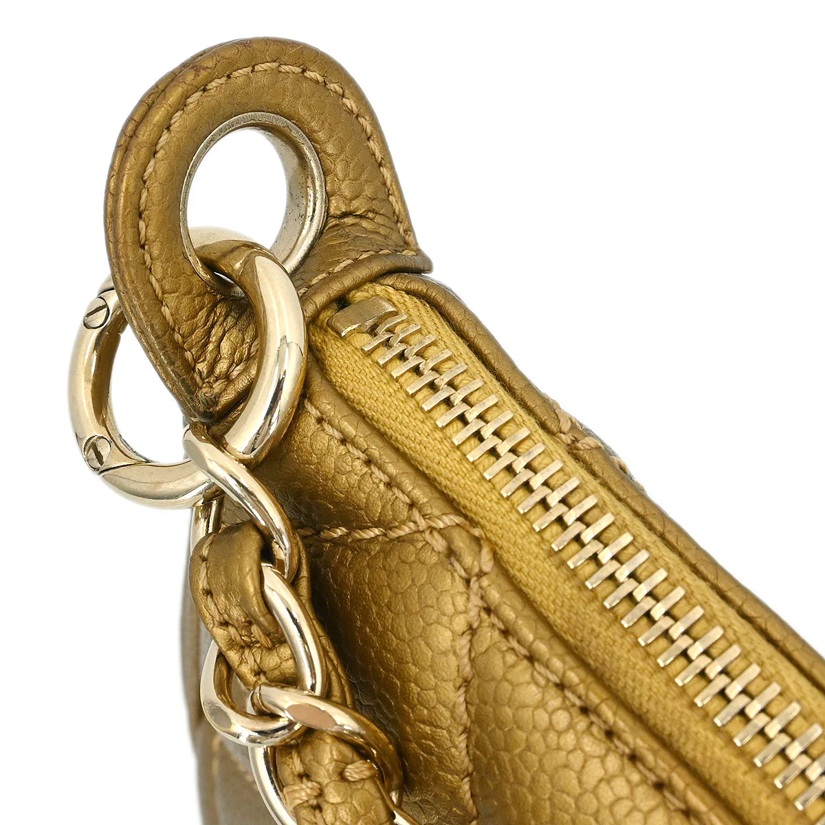 Chanel 2004-2005 Gold Caviar Fringe Handbag - Image 6