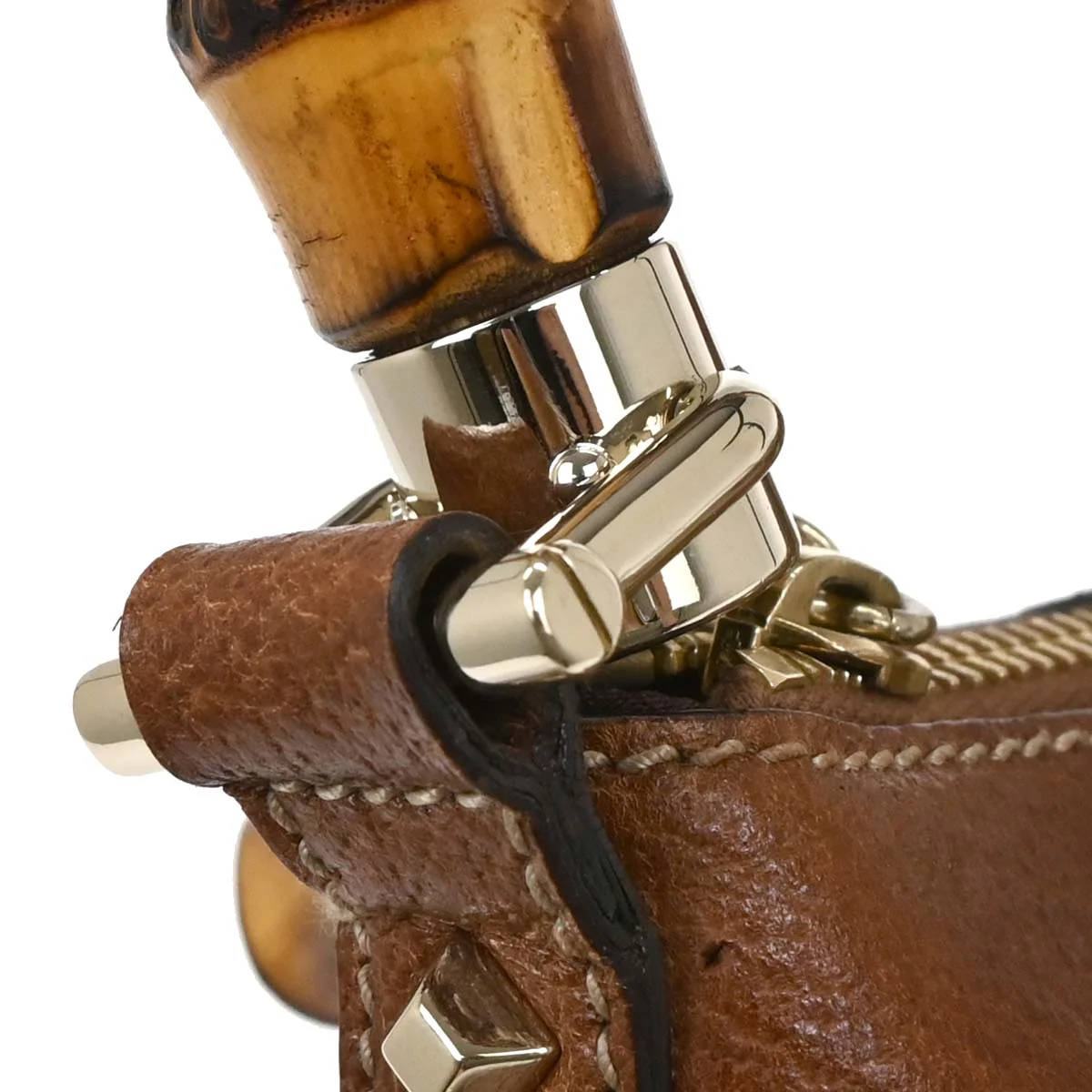 Gucci Beige Bamboo GG Handbag - Image 6