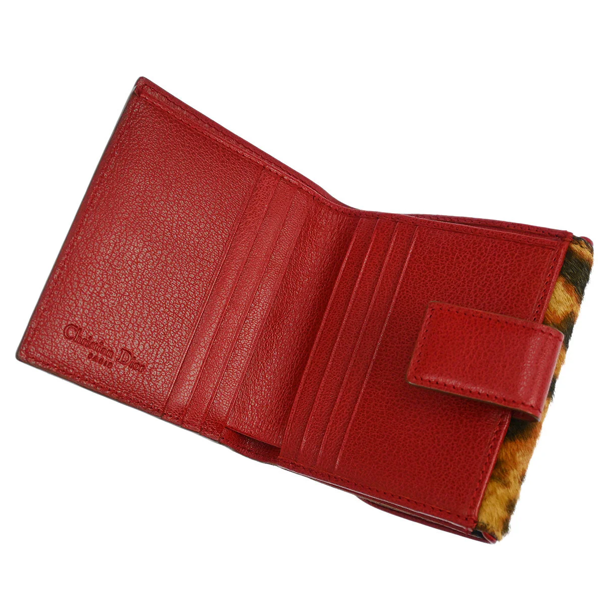 Christian Dior Brown Pony Hair Leopard Print Wallet - Image 6